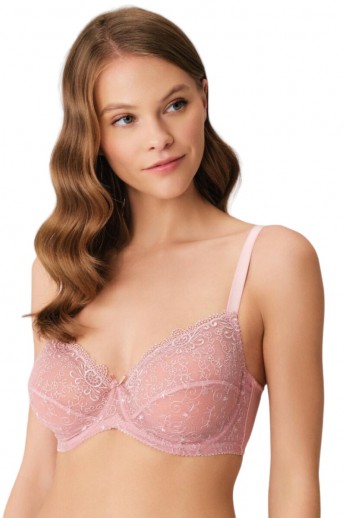 Σουτιέν γυναικείο Anil Non-Push Up Lace Minimizer Bra  Ροζ Ανοιχτό 80E