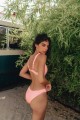 Smocked Ruffle Bikini Swimwear - Peach Σομόν M